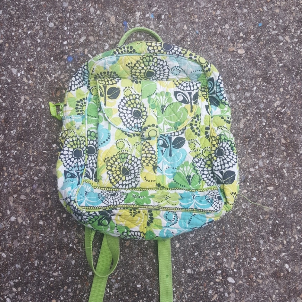 Vera Bradley Limes Up Yellow Bookbag Backpack